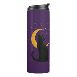 Termo Observador de la noche - Gato negro de Halloween