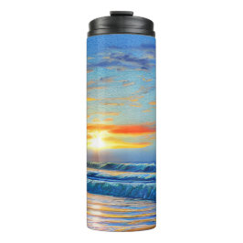 Termo océano azul turquesa al atardecer