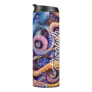 Termo Octopus con nombre personalizado vida acuática