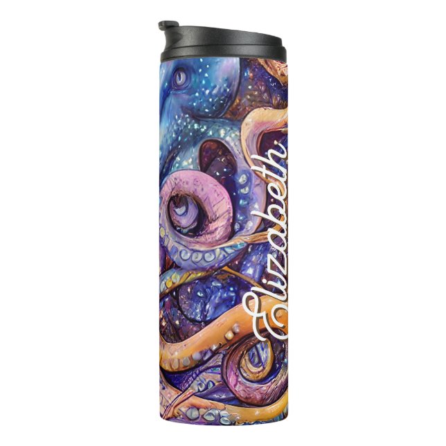 Termo Octopus con nombre personalizado vida acuática (Rotado hacia la derecha)