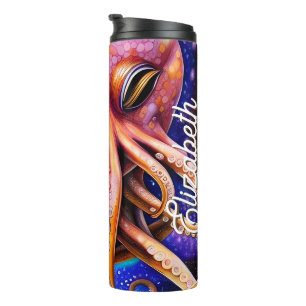 Termo Octopus Ocean Sea Squid Animal con nombre personal