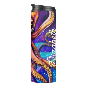 Termo Octopus oceánico con nombre personalizado