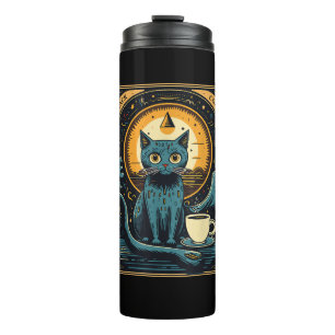 Termo Ocultación de tarjeta Tarot para gato y café negro