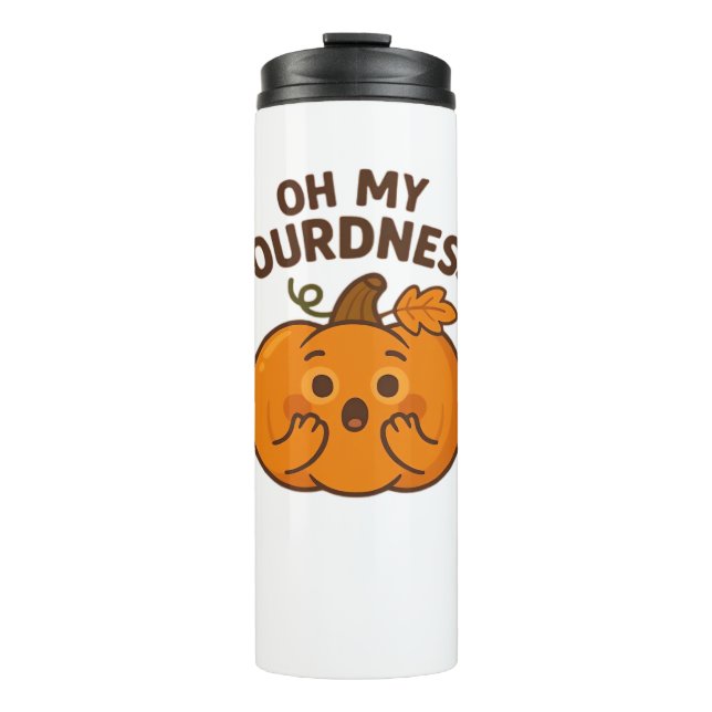 Termo ¡Oh, Gourdness! - Sorprendida Calabaza Kawaii Art  (Anverso)