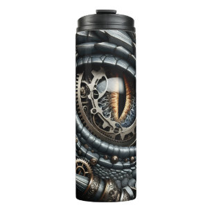 Termo Ojo de dragón steampunk primer plano arte de IA