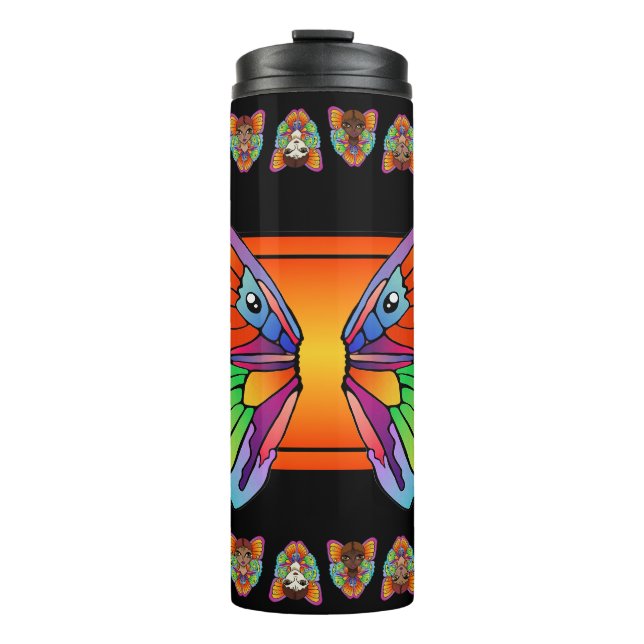 Termo Ojos grandes y alas mariposas (Anverso)