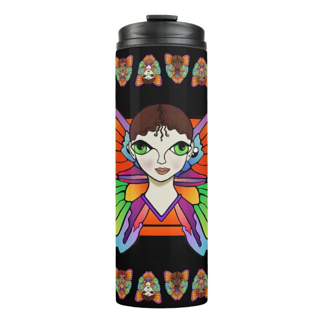 Termo Ojos grandes y alas mariposas (Anverso)