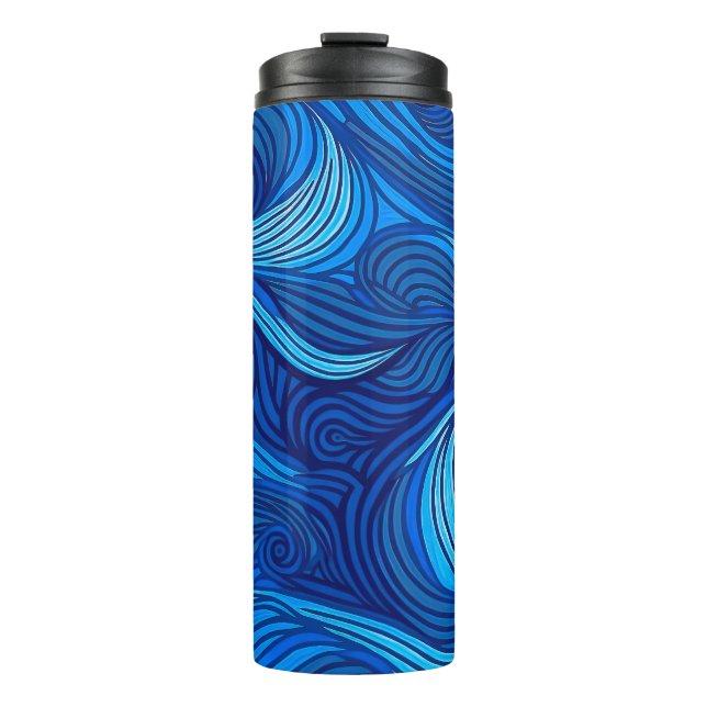 Termo Olas de agua de océano azul turquesa abstracto | (Anverso)