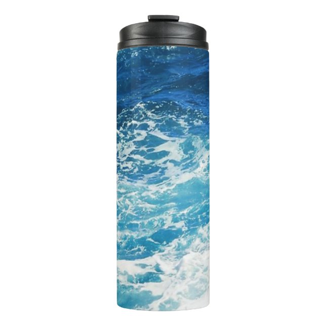 Termo Olas de Mar Patrón de Océano Azul (Anverso)