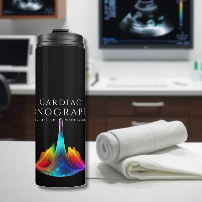 Termo Olas de ultrasonido coloreadas por sonógrafos card (Cardiac Sonographer-Colorful Ultrasound Waves Thermal Tumbler)