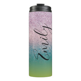 Termo Ombre Faux Brillo Color Monograma Nombre