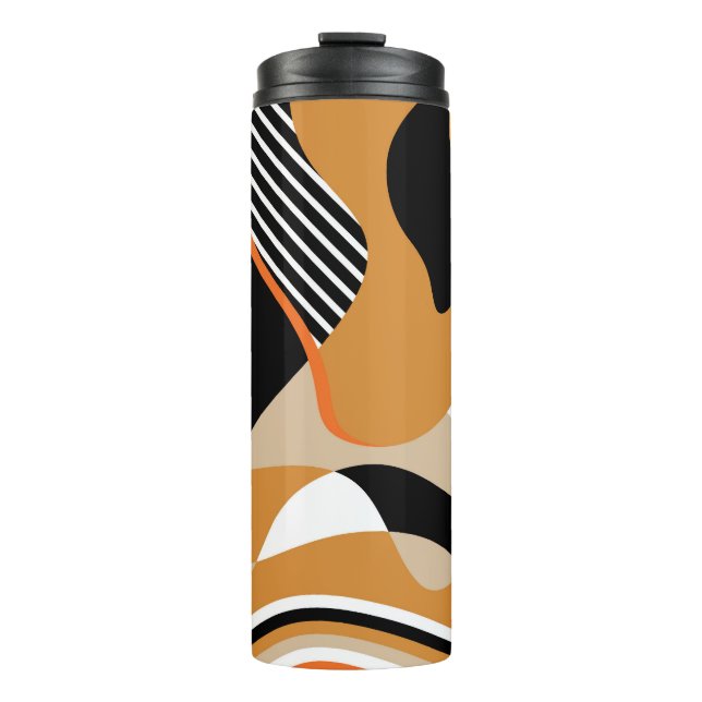 Termo Onda abstracta: patrón negro vintage (Anverso)