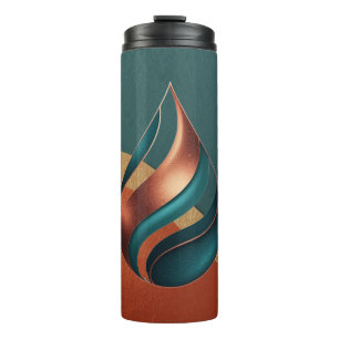 Termo Onda de lágrima moderna Teal Cobre Oro