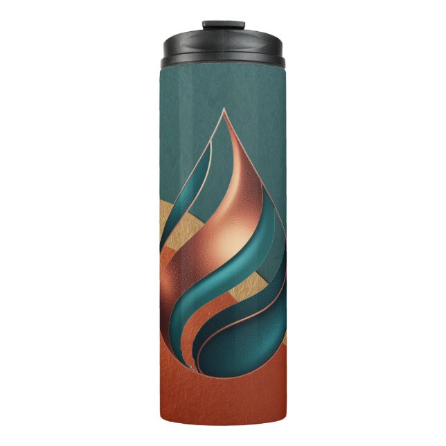 Termo Onda de lágrima moderna Teal Cobre Oro (Anverso)