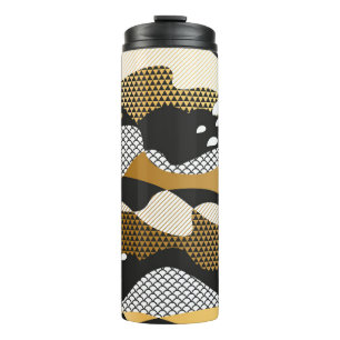 Termo Ondas abstractas con textura geométrica en oro me
