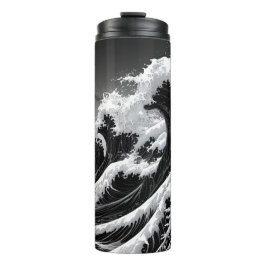 Termo Ondas de tsunami en blanco y negro