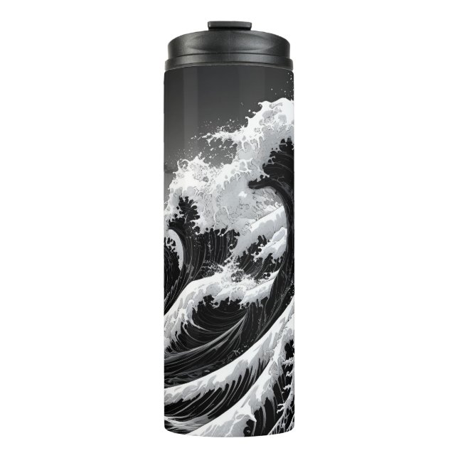 Termo Ondas de tsunami en blanco y negro (Anverso)