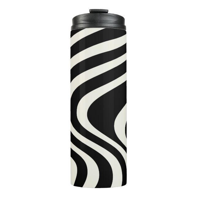 Termo Ondas retro en blanco y negro (Anverso)