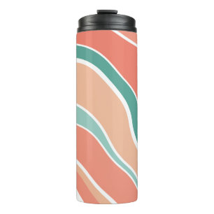 Termo Ondas retro - Naranja y verde