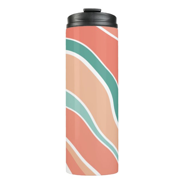 Termo Ondas retro - Naranja y verde (Anverso)