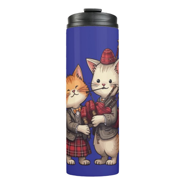 Termo Orange Cats Playing Bagpipes and Wearing Plaid (Anverso)