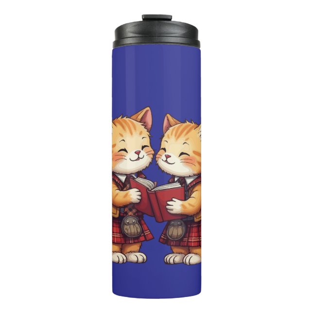 Termo Orange Kitties Reading Burns Night (Anverso)