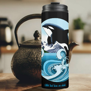 Termo Orca Majestuosa Ballena Asesina Olas Azules Océano
