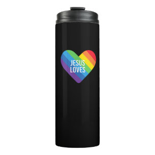 Termo Orgullo arcoiris Gay Cristiano LGBTQ+ Jesús ama T-
