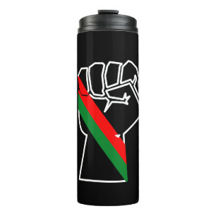 Termo orgullo negro bandera panafricana roja verde puño 