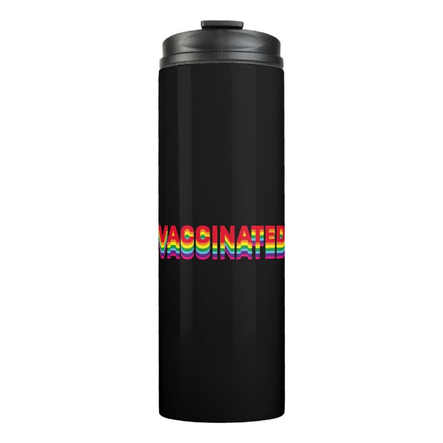 Termo Orgullo vacunado lgbt color retro arcoiris negro (Anverso)