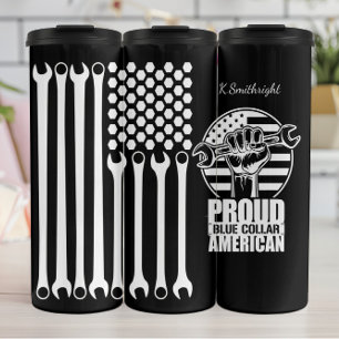 Termo Orgullosa llave inglesa azul