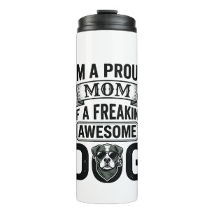 Termo Orgullosa Madre Perro Diseño Vectorial de Grabado