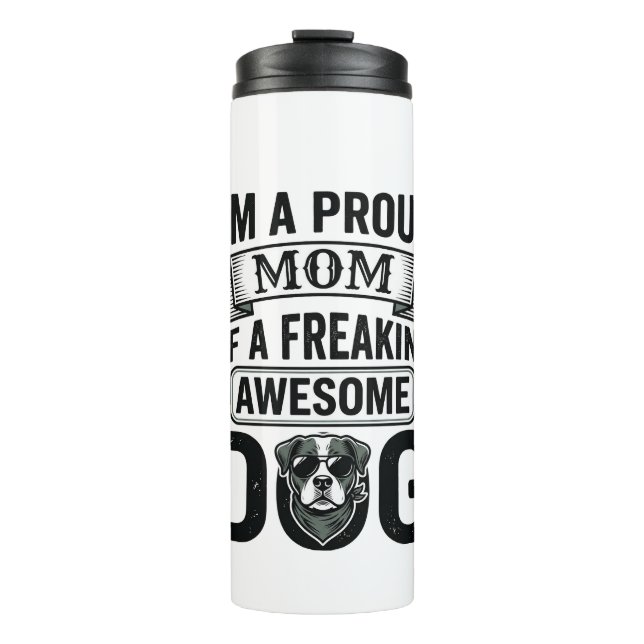 Termo Orgullosa Madre Perro Diseño Vectorial de Grabado  (Anverso)