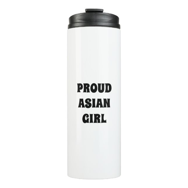 Termo Orgulloso Chica asiático, blanco negro Tumbler tér (Anverso)