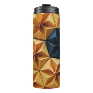 Termo origami de flores rojas, amarillas y azules