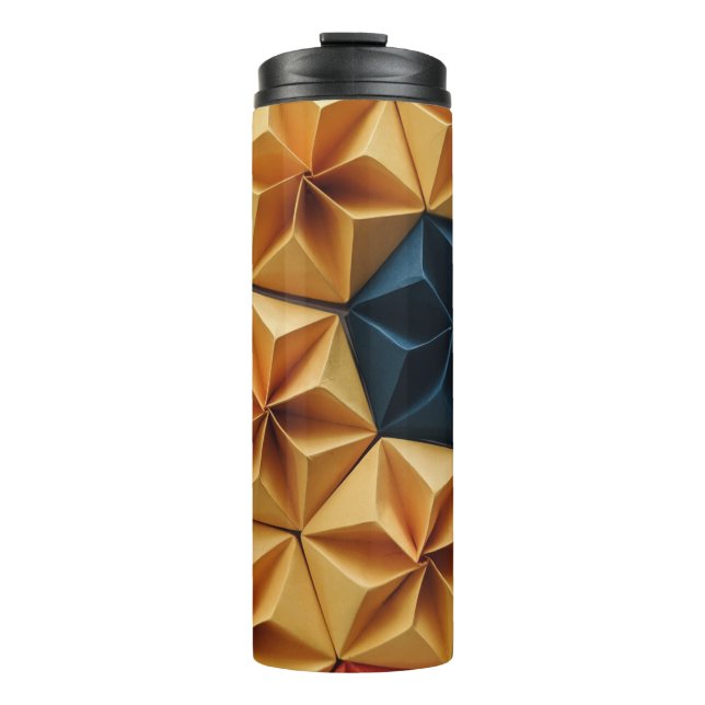 Termo origami de flores rojas, amarillas y azules (Anverso)