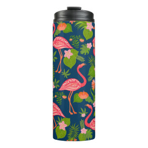Termo Ornamento de flamingo rosa sobre una espalda turqu