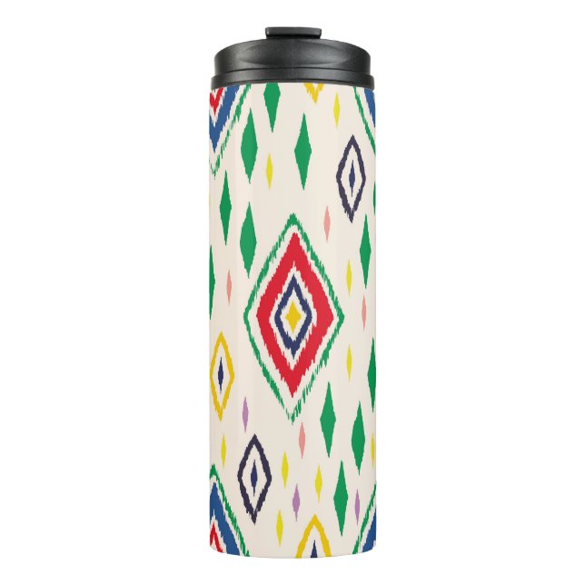 Termo Ornamento de folclore geométrico Ikat con diamante (Anverso)