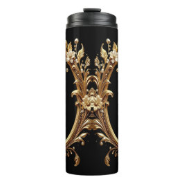 Termo Ornamento Floral Dorado