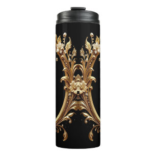 Termo Ornamento Floral Dorado