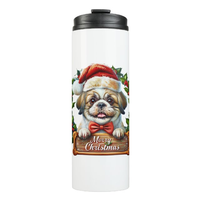 Termo Ornamento navideño de perro lindo - Feliz Navidad" (Anverso)