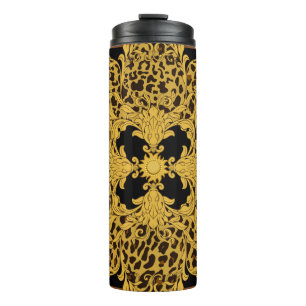 Termo Ornamento sin fisuras con leopardo y barroco