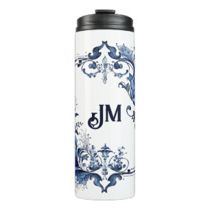 Termo Ornamentos Delft azules y blancos con flores