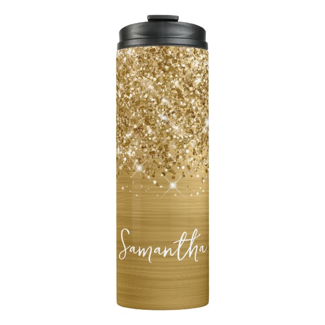 Termo Oro Brillante Glam Nombre Personalizado (Anverso)