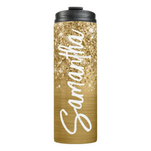 Termo Oro Brillante Glam Vertical Nombre Personalizado