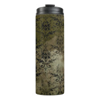Oro de cobre y Damasco floral negro