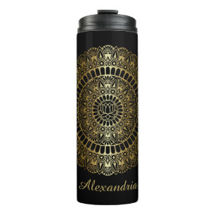 Termo Oro elegante en Black Lotus Henna Mandala