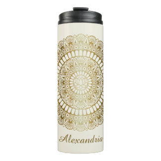 Termo Oro elegante en Cream Lotus Henna Mandala
