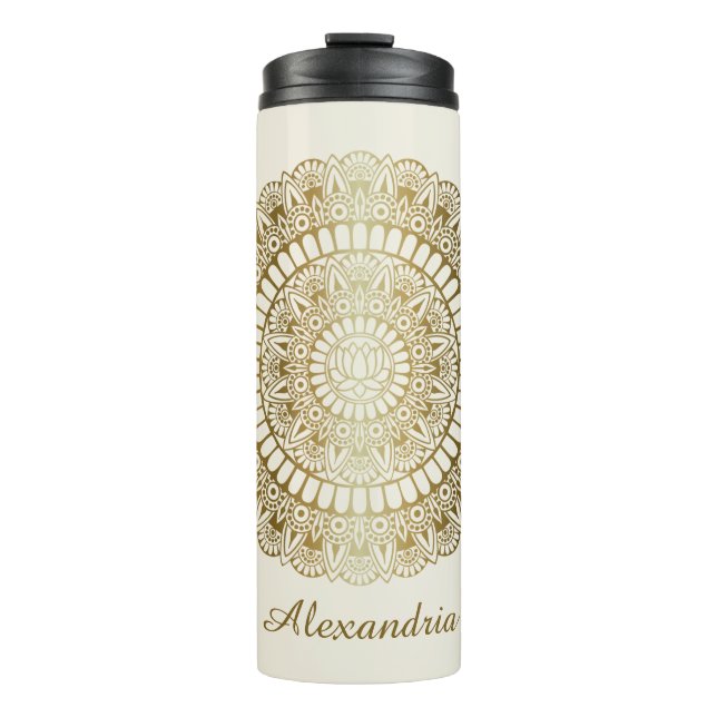 Termo Oro elegante en Cream Lotus Henna Mandala (Anverso)