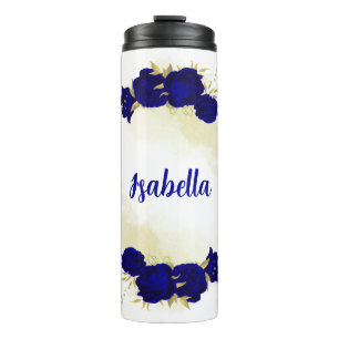 Termo oro floral azul real